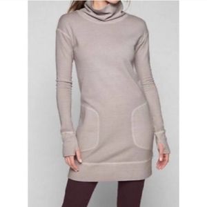 Athleta eco wash turtleneck sweatshirt pocket dress gray sz medium